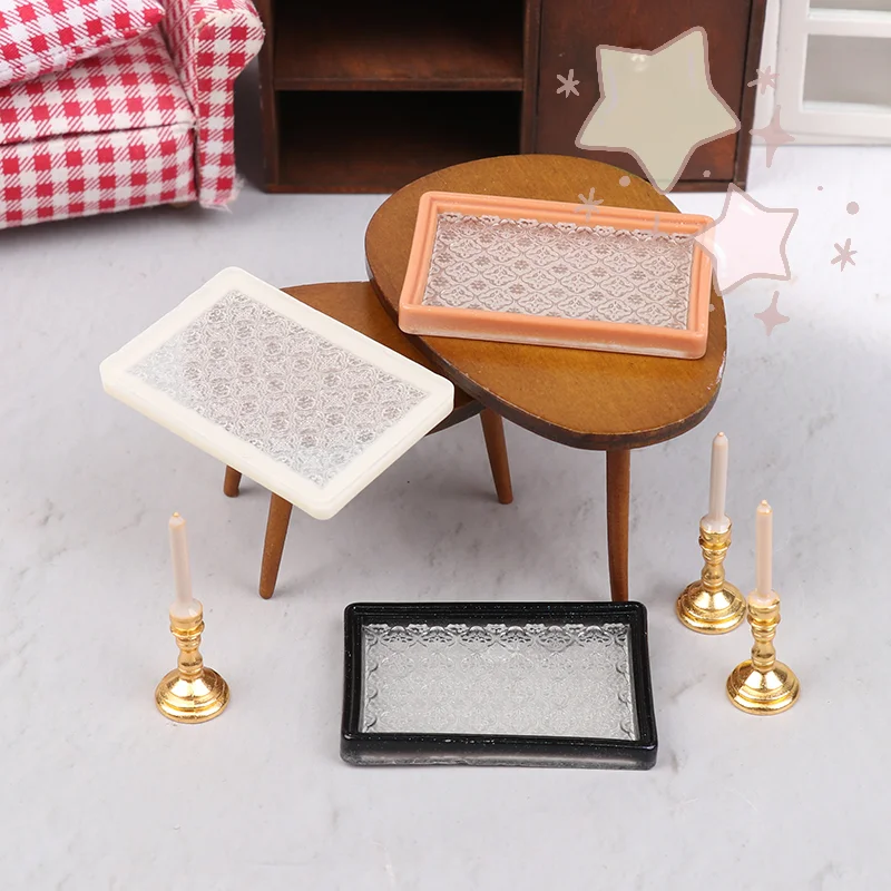 1/12 Dollhouse Simulation Candle On Tray Model For Living Room Bedroom Doll House Mini Furniture Decor Ornaments