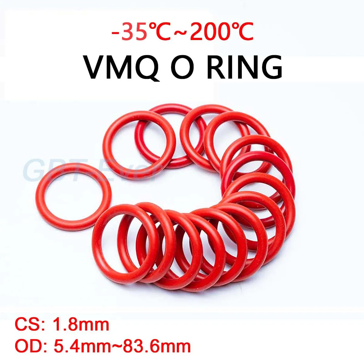 VMQ Red Silicone O-Ring Gasket CS 1.8mm OD 5.4mm ~ 83.6mm Silicon O Ring Washer Food Grade Sealing Ring Waterproof & Insulated