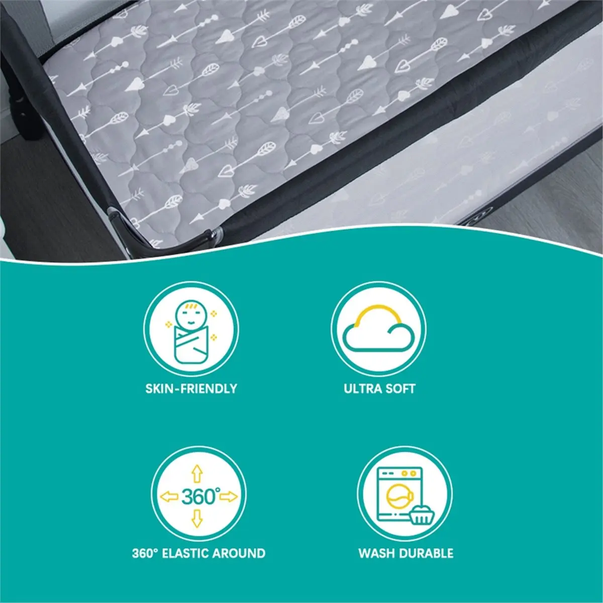 (A02R] 1 Pack and Play Mattress Pad - Waterproof, Quilted, Ultra Soft, 39" X 27" Fitted - view 3
