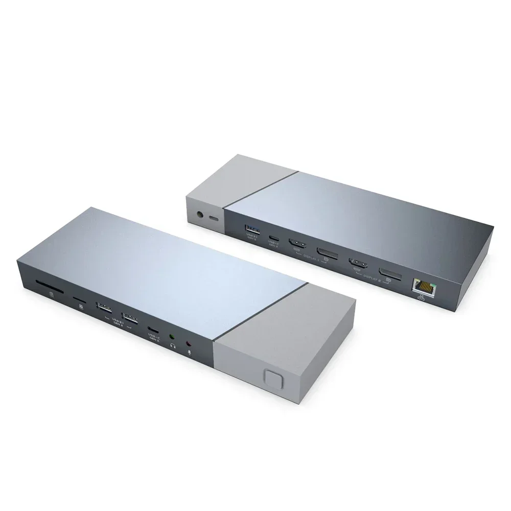 2025 16 Ports USB C Hub With DC Power Adapter for Macbook Triple Displaylink MST Docking Station