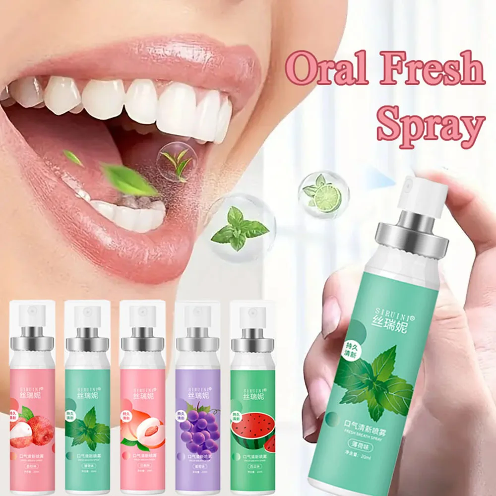 Oral Fresh Spray Fruit Flavor Peach Litchi  Portable Mouth Freshener Oral Care Cleansing Sweet Breath  Bad Persistent Remove