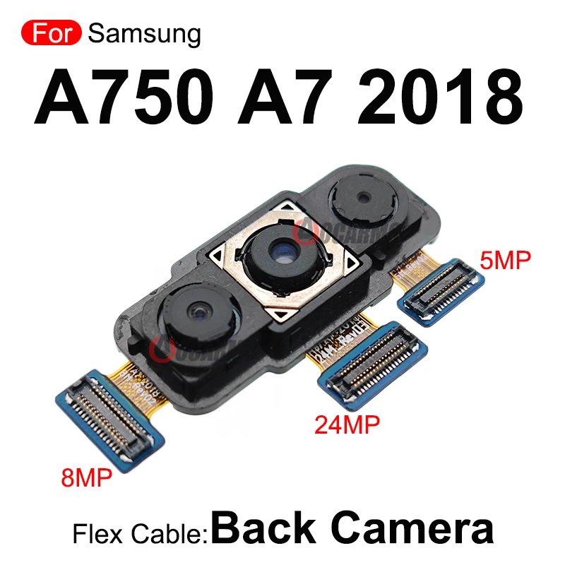 For Samsung Galaxy A750 A7 2018 Rear Main Back Camera Module Flex 24MP+5MP+8MP +Front Camera Replacement Part