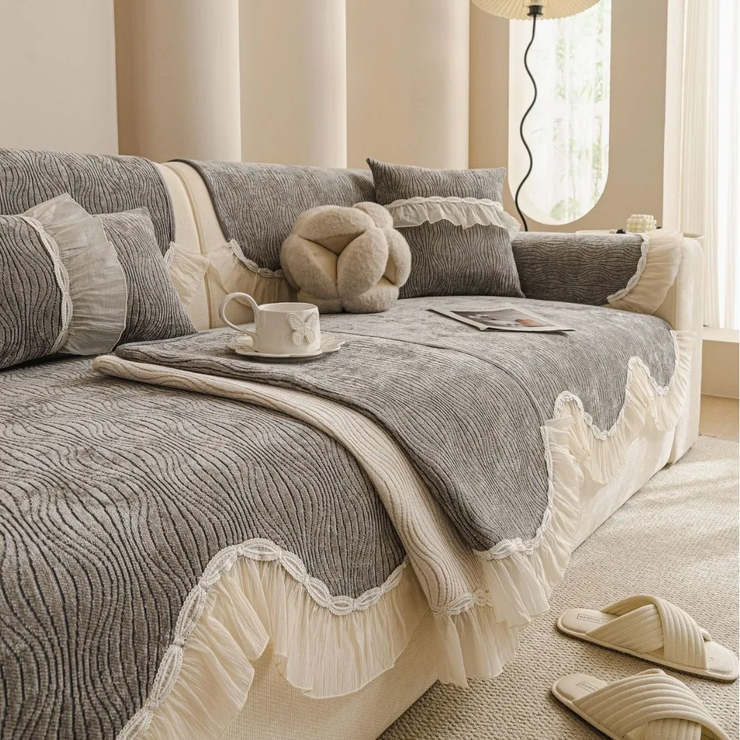 Soft Chenille Sofa Cushions Non-Slip Seat Covers Living Room Decor Woven Texture Warm Home Textiles Furniture Pads Couch Cover