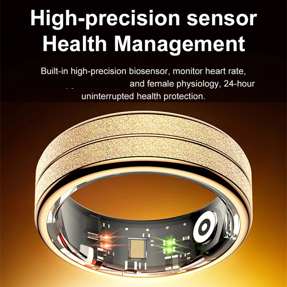 Smart Ring Sleep Monitoring AI Health Analysis Body Temperature Physiological Cycle Remote Photo Capture Magnetic Charging IP68