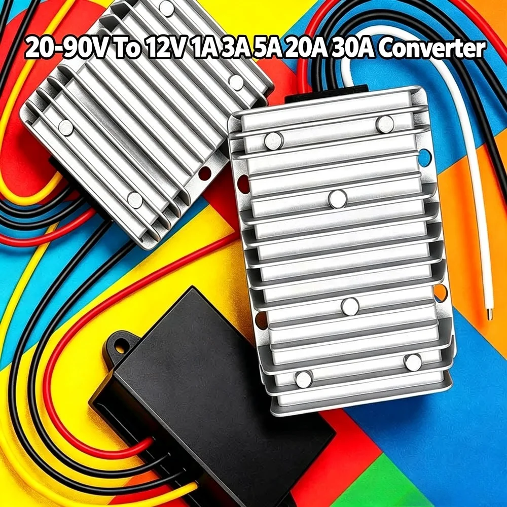 DC Converter Reducer 20-90V To 12V 1A 3A 5A 20A 30A Converter Step Down Waterproof Voltage Regulator For Golf Cart Car Audio Bus