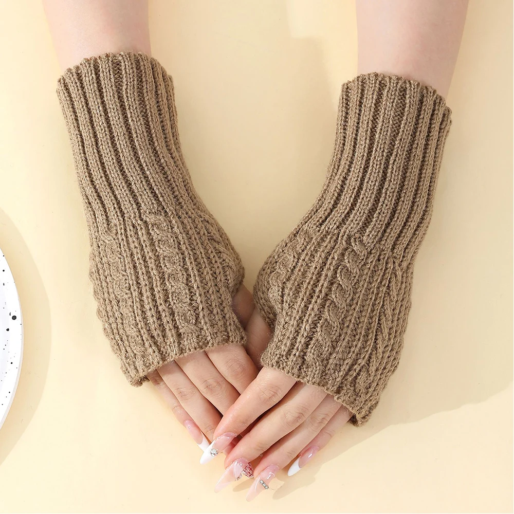 Short Fingerless Gloves Women's Mitten Winter Warmer Knitted Arm Sleeve Fine Casual Soft Girl's Goth Clothes Punk Gothic Gloves