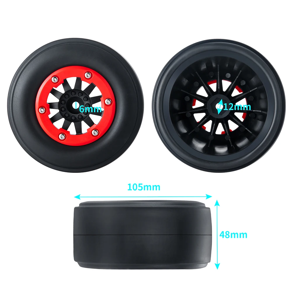 YEAHRUN 2/4pcs 105mm Wheel Tires For 1/10 22S No Prep Drag Short Course Truck Tires Tyre Rc Model Car Upgrade Parts Accessories