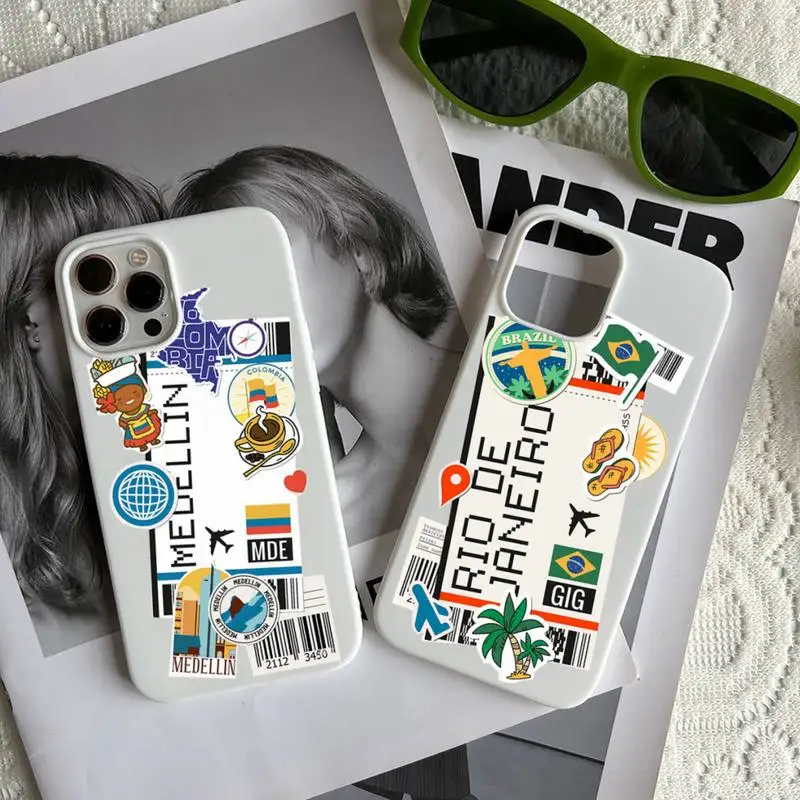 World City Travel Ticket New York London Paris Moscow Phone Case For iPhone 14 13 12 11 Pro Max Mini XS X XR SE 7 8 Plus Cover