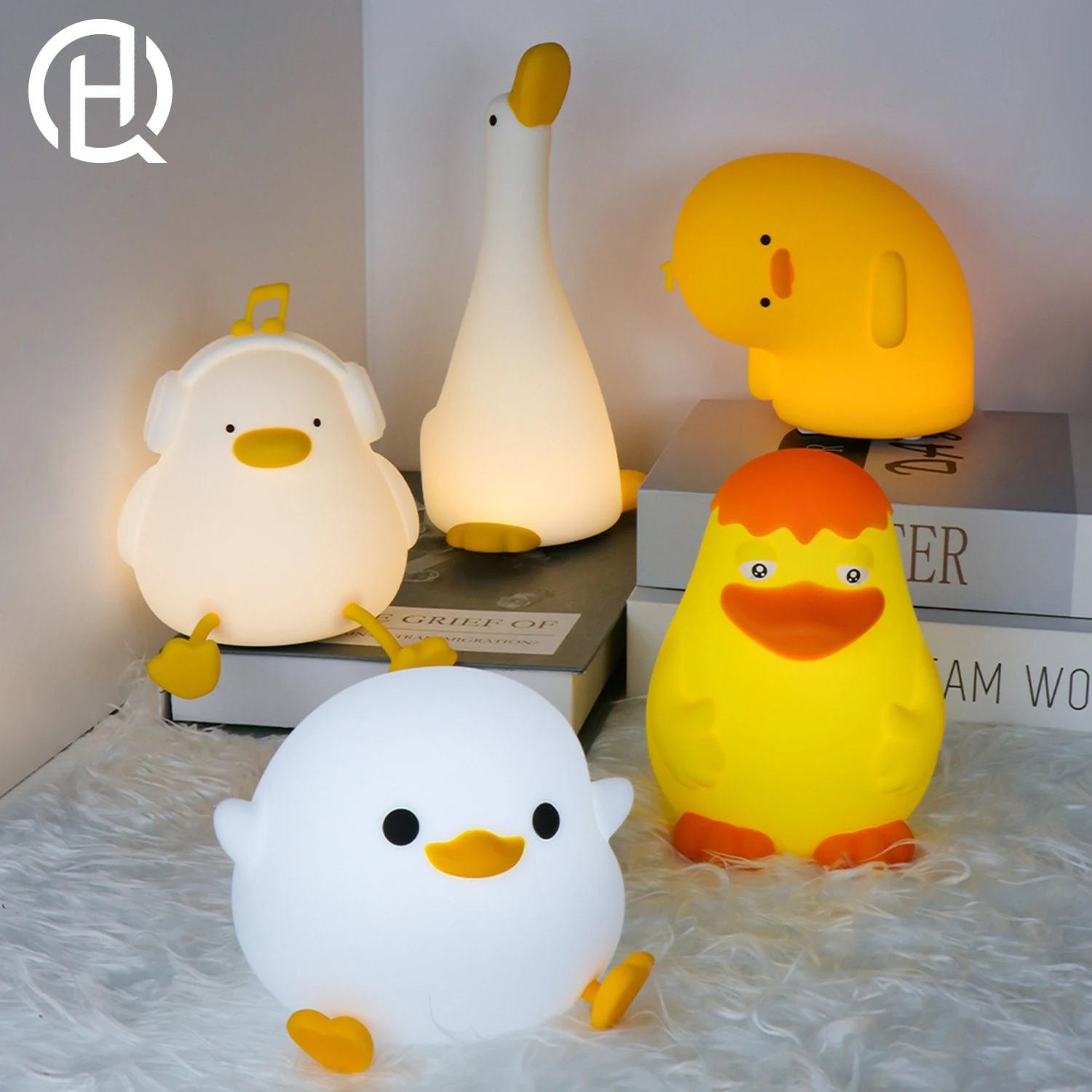 Cute Duck Night Light Silicone Nursery Sleeping Lamp Rechargeable 3 dimmable Levels Table Lamp with Touch Sensor for Bedrooms