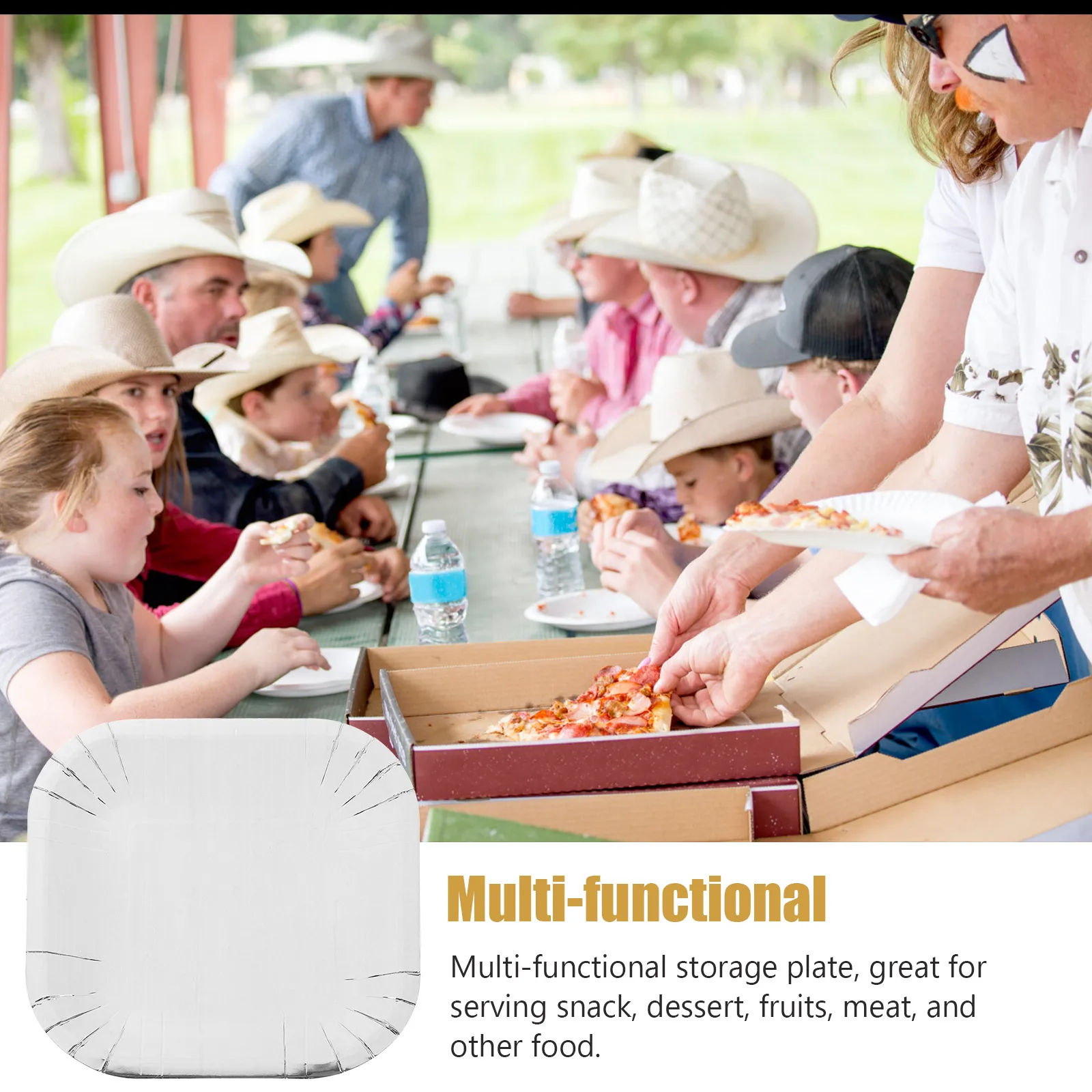 

40pcs Square Paper 7 Inch White Disposable Food Plates Snack Tray Dessert Fruit Gathering Plates Kitchen Bar Supplies