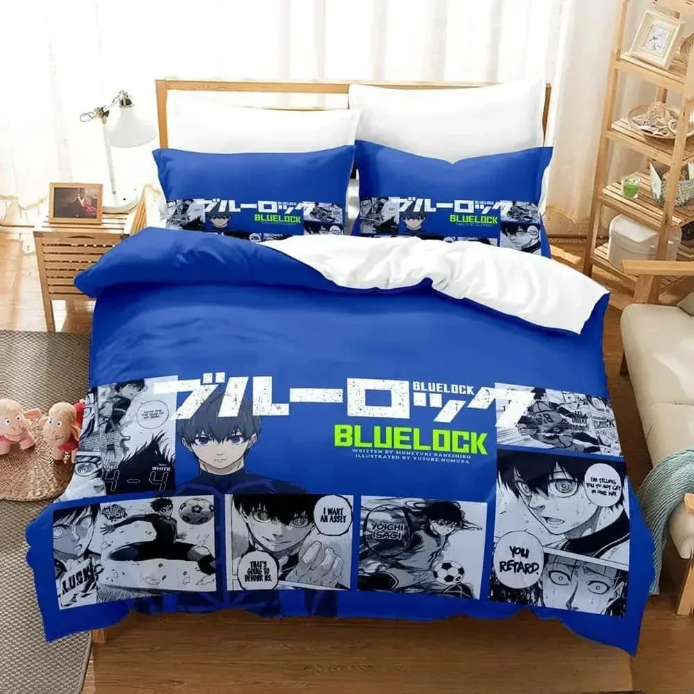 

Аниме Blue Lock Football Cartoon Комплект постельного белья для мальчиков и девочек Twin Queen King Size пододеяльник наволочка кровать для мальчиков и взрослых домашний текстиль