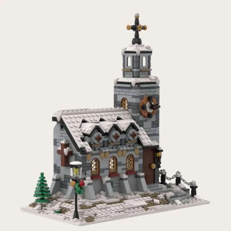 MOC blocos de construção Natal Inverno Igreja modelo de construção brinquedo blocos de construção set1074pcs