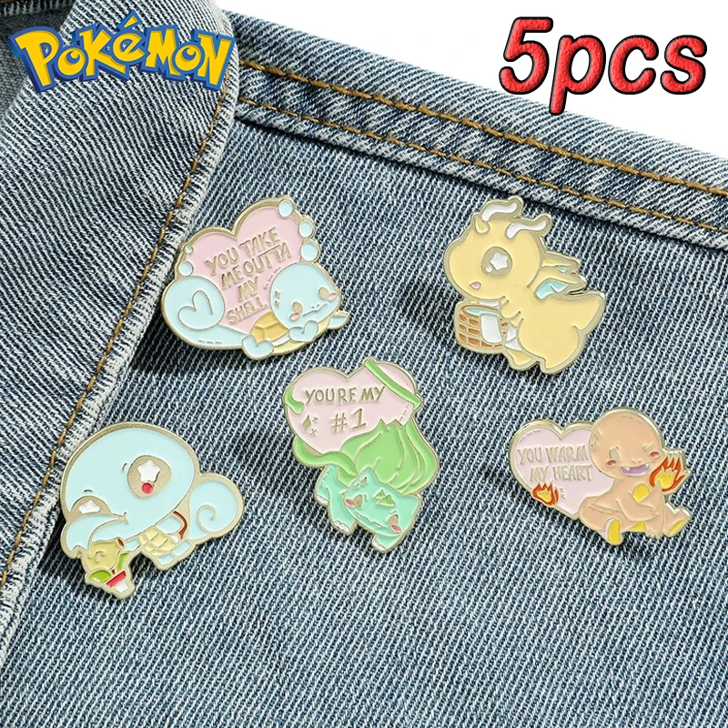 

1set Pokemon Enamel Pins Anime Game Charmander Bulbasaur Dragonite Brooch Kawaii Backpack Pin Accessories Jewelry for Friends