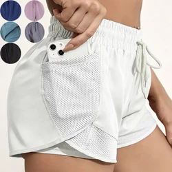 Women's Yoga Sports Shorts With Drawstring And Mesh Pockets For Runing Fitness And Gym Workouts
