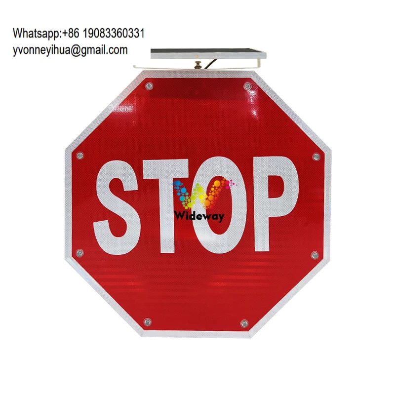 

Zebra Crossing Solar Intelligent Warning Sign Slow Down Stop Solar Octagonal STOP Sign