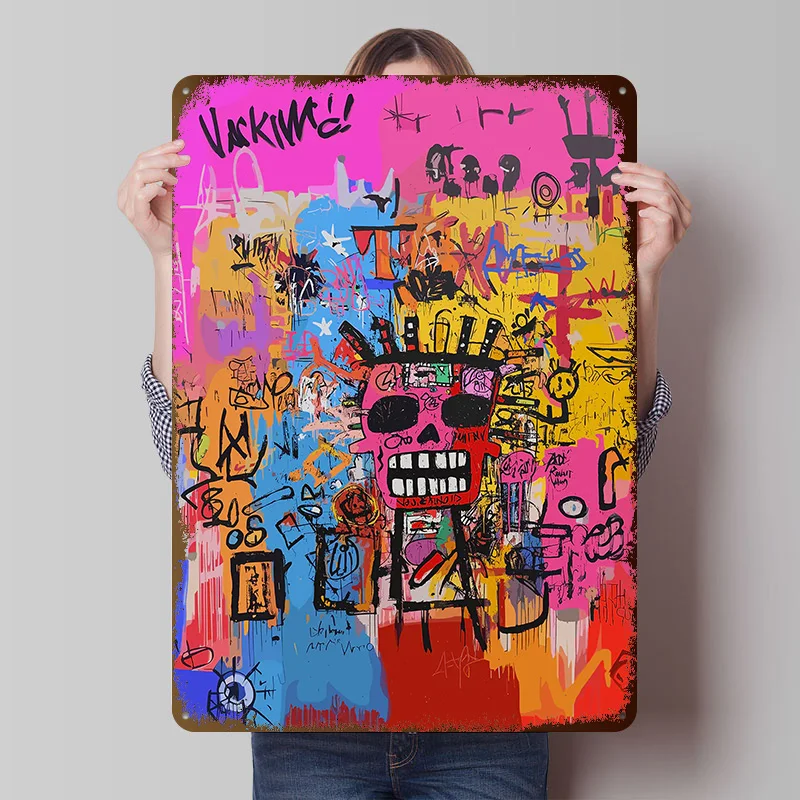 Abstract Skull Urban Street Graffiti Poster Customized Vintage Metal Signs Wall Art Retro Tin Plaque for Decoration Gaming House