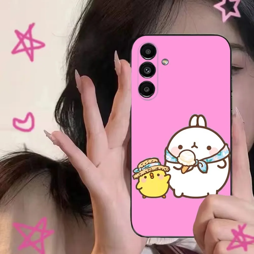 Cartoon M-MolangS Cute Phone Case For Samsung S24,S21,S22,S23,S30,Ultra,S20,Plus,Fe,Lite,Note,10,9,5G Black Soft Cover