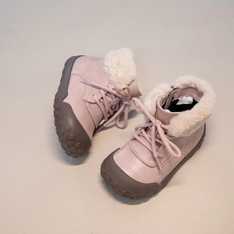 طفل الفتيات لينة رقيق الأحذية الجلدية 2025 جديد الشتاء الاطفال الدافئة اصطف الثلوج الأحذية عدم الانزلاق مقاوم للماء تنوعا الأحذية المدرسية #2