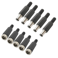 5Pairs 5.5mm x 2.1mm Plastic Case DC Power Male Plug + Female Socket Welding Connector Electrical Socket