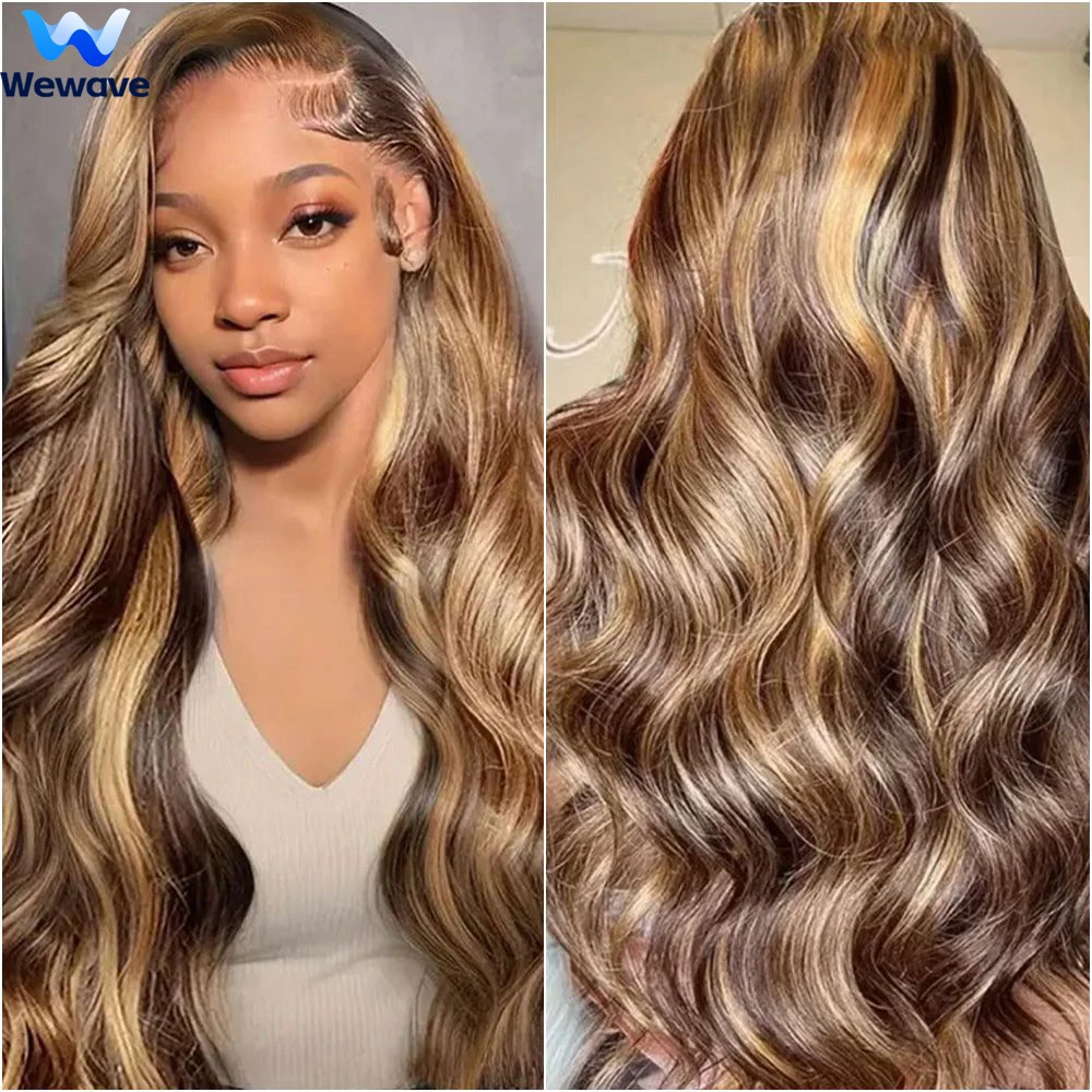 

Wewave Hd Lace Wigs Highlight Wig Human Hair High Density Lace Wigs Body Wave Wig P4/27 200%Density 13x6 Highlight Ombre