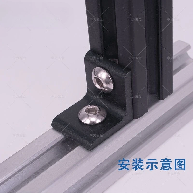 4pcs 2020 2040 L Shape Black Corner Brackets Fitting Angle Aluminum 3030 3060 4040 4080 Connector for Aluminium Profile view 5