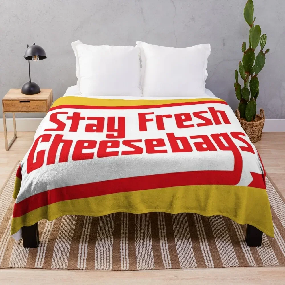 

Stay Fresh Cheese Bags - Retro (Red and White on Yellow) Throw Blanket Quilt blankets and throws Luxury St Blankets