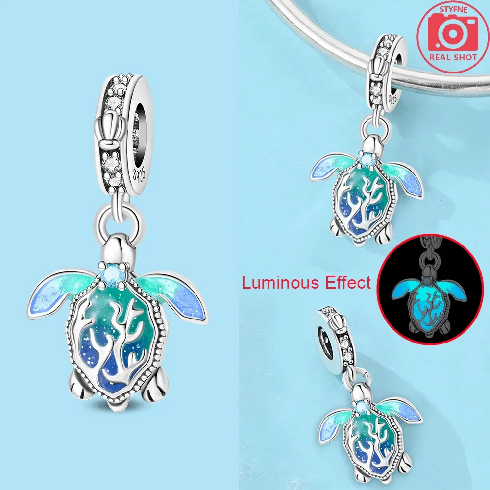 Silver-Plated Blue Flower Turtle Charms for Bracelets