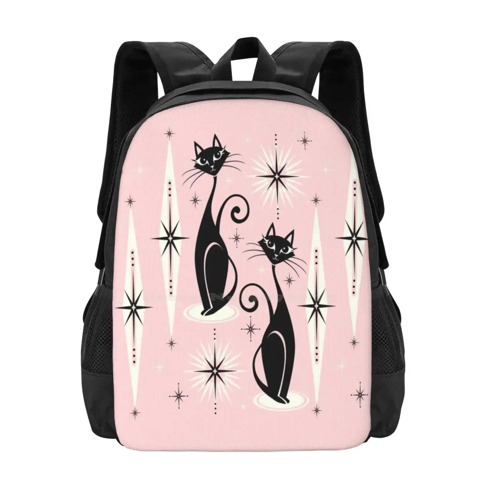 

Mid Century Meow Retro Atomic Cats Lg Studioxtine Teen College Student Backpack Pattern Design Bags Stars Atomic Starbursts