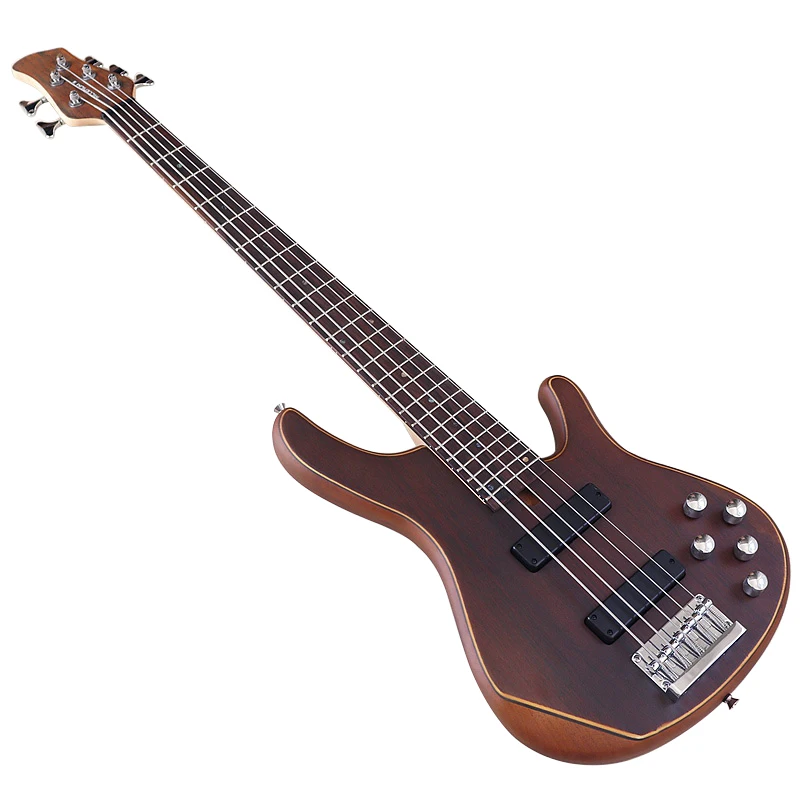 

5 String Electric Bass Guitar 43 Inch Active Pickup Solid Okoume Wood Body High Gloss Finish Bass Guitar