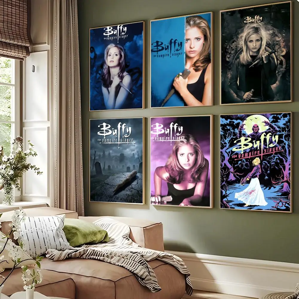 Buffy the Vampire Slayer Classic Movie Poster Sticky Wall Art Printing Waterproof Home Living Bed Room Aesthetic Decor
