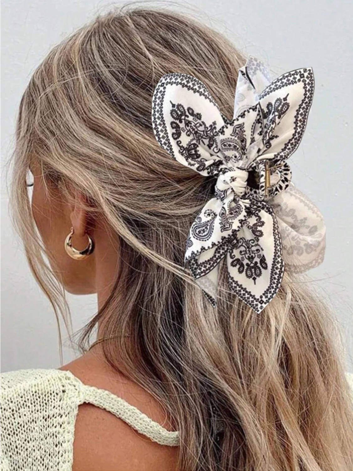 1pcs bohemian versatile unique hair clip, red cashew flower bow grab clip sweet shark clip resort ponytail clip fashion headwear image 3