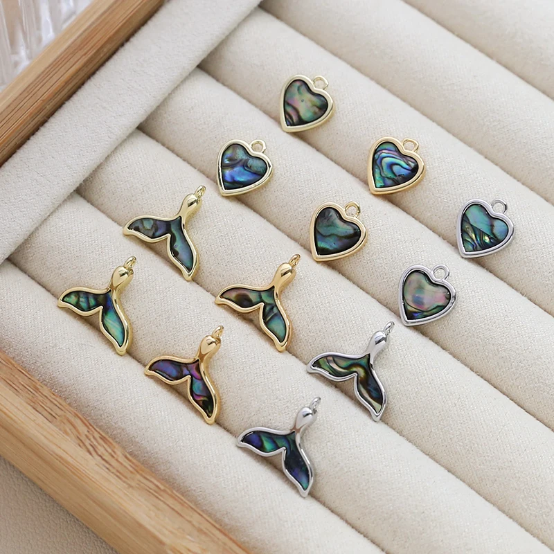 4 sztuk miedziane złote galwanicznie Abalone Fritillary miłość człowieka ogon ryby wisiorek DIY akcesoria do rękodzieła bransoletka naszyjnik ucha Charms
