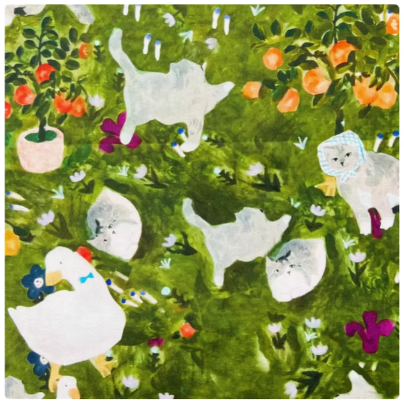 

Oil Painting Grass Cat Duck Print Pure Cotton Fabric, Handmade DIY, Cap, Bag, Notebook Decoration, Dress Sewing Material, M36