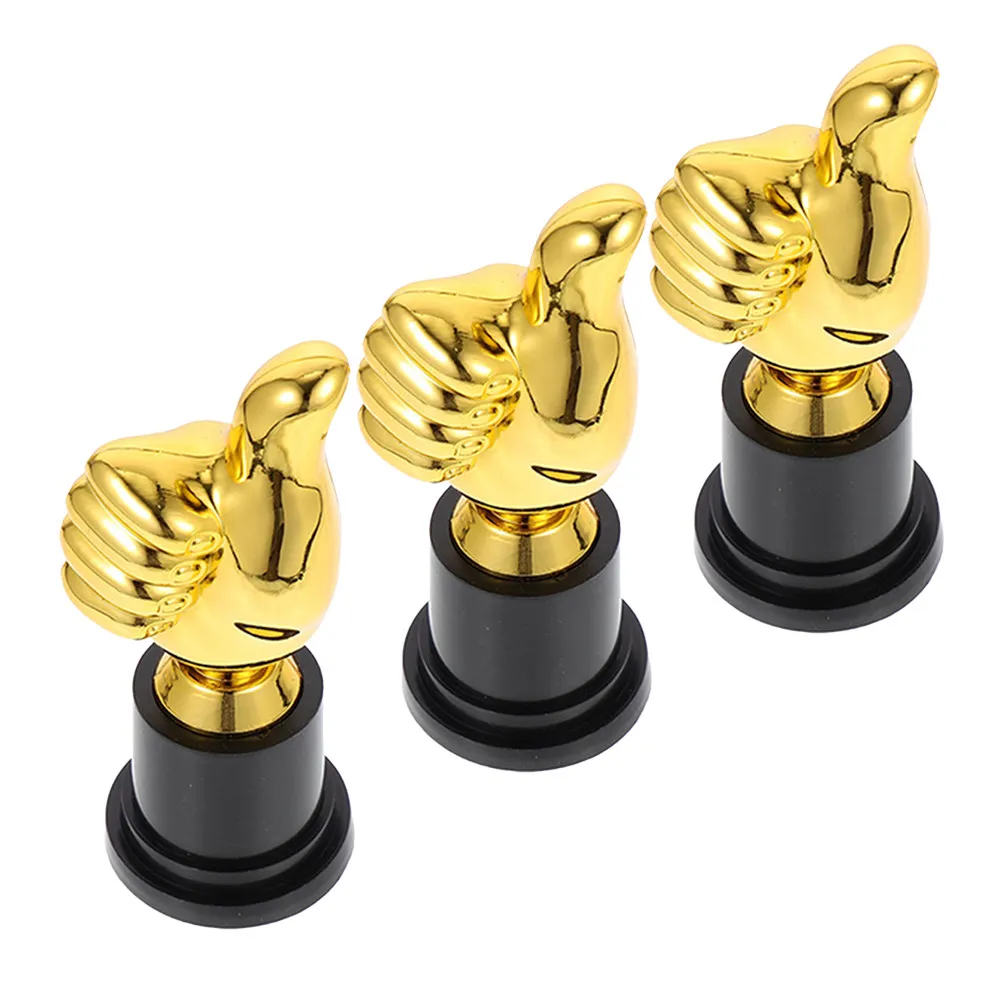 3 trophées en plastique doré en forme de pouce levé pour récompenser les performances sportives, le football, les compétitions scolaires, les fêtes