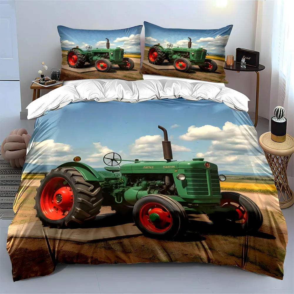 Classic Green Tractor Farm Realism Print Soft Comfortable Duvet Cover Bedding Set Included 1*Duvet Cover  2*Pillowcases