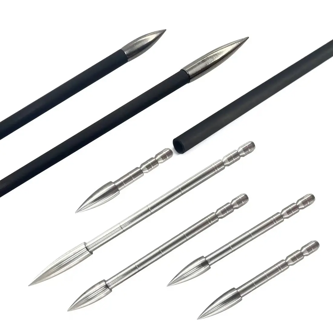 Image of 12 Stück hochwertige, robuste Pfeilspitzen aus Edelstahl mit 80–200 Grain, passend für Pfeilschäfte mit einem Innendurchmesser von 4,2 mm, für Bogenschießübungen und Jagd