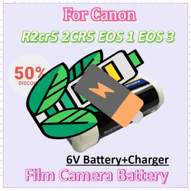 

Battery for Canon R2cr5 2CR5 EOS 1 EOS 3 Rechargeable Lithium 6V Film Camera Batteries + Charger