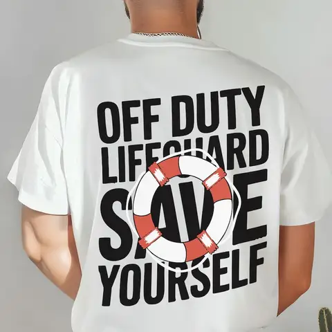 Chemise hors service garde de vie T-shirt en coton sauveteur drôle cadeau hors service meilleur sauveteur plage sauvetage dos impression graphique t-shirts