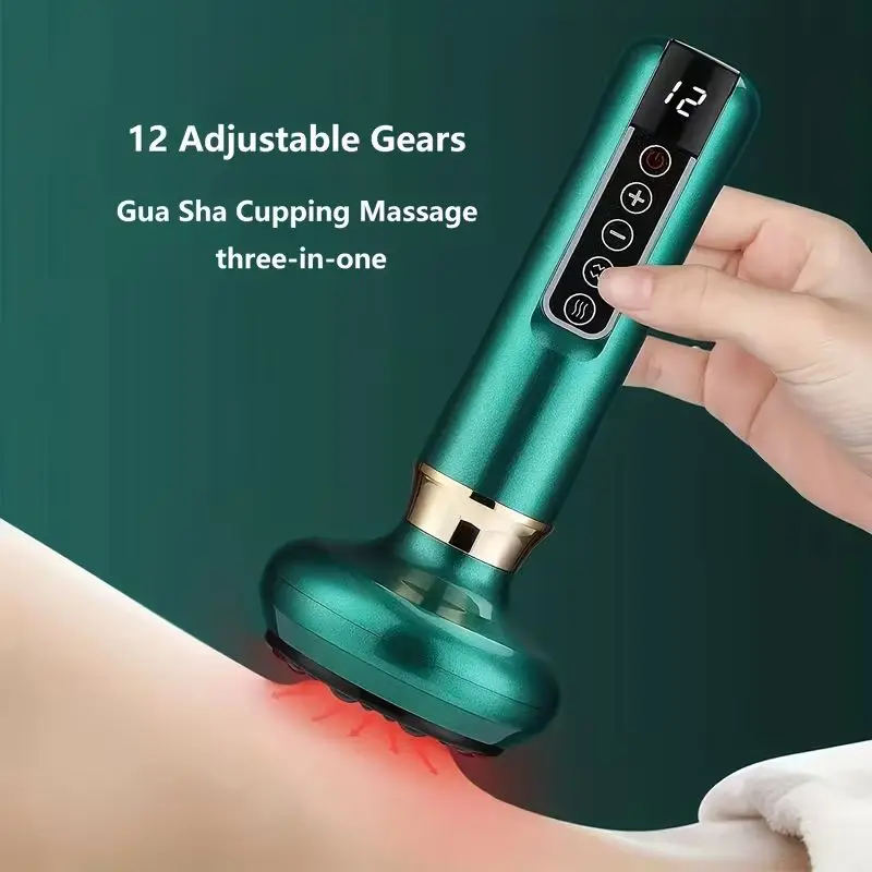 6/12 Speed Electric Cupping Massager - Vacuum GuaSha with Infrared Heat for Body Slimming & Anti-Cellulite