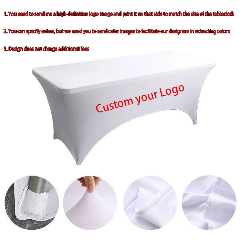 Custom Logo  Tableclothe Cover 4ft 5ft 6ft 8ft Stretch Table Cloth Hotel Banquet Wedding Exhibition Counter Decor Tablecloth