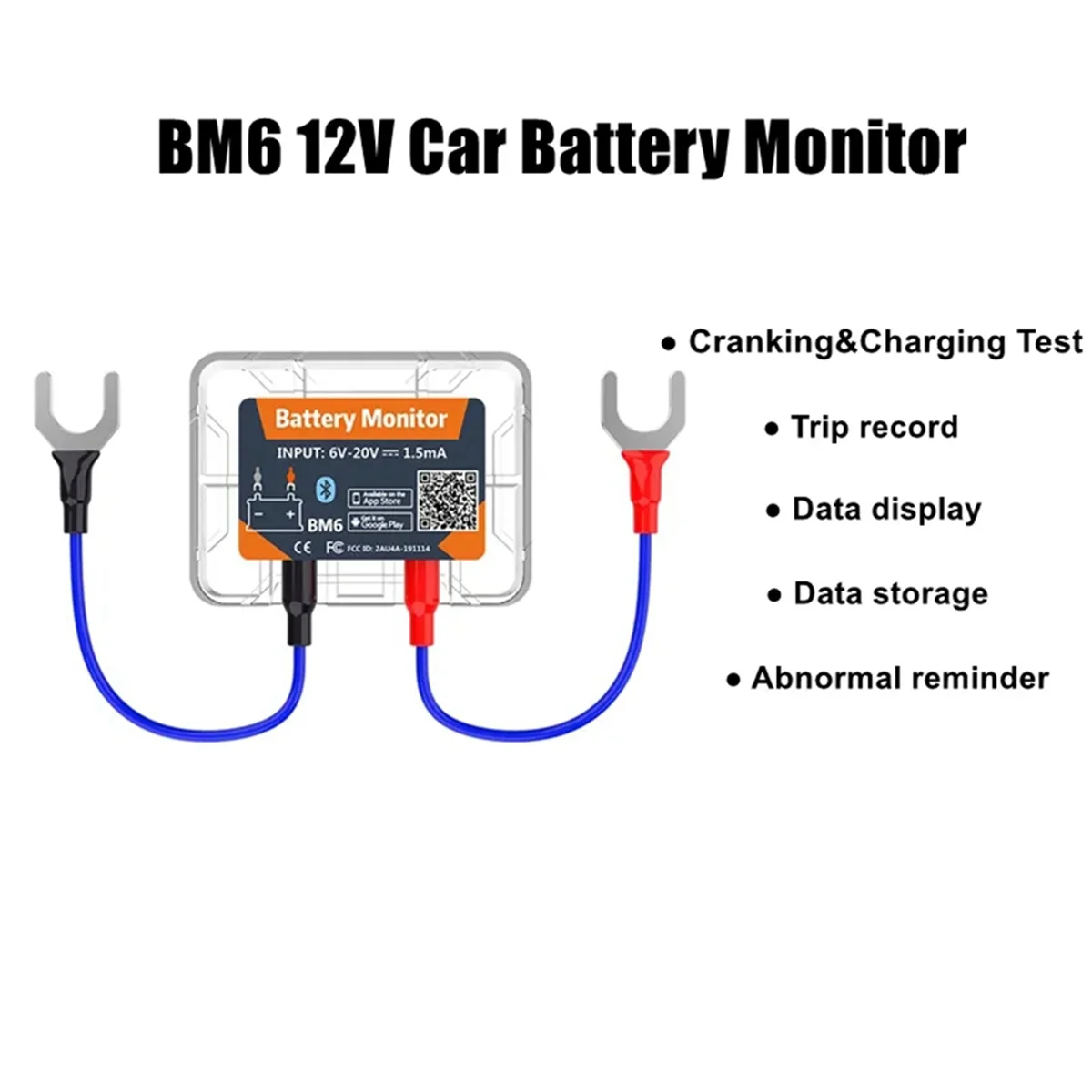 

Wireless Bluetooth 12V Battery Monitory BM6 with Car Battery Health Check APP Monitoring Battery Tester G
