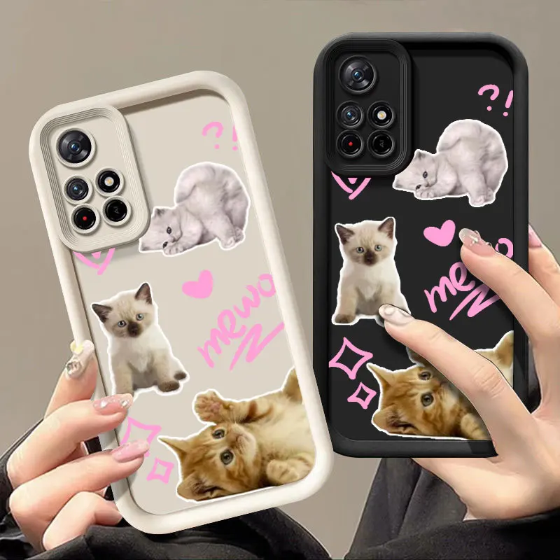 Cute Cat Fashine Case For Redmi NOTE 10C 11 11T 12 12S 12C 13 13C A1 A2 A3 K40 K50 PRO PLUS 4G 5G Shockproof Soft Cover Shell