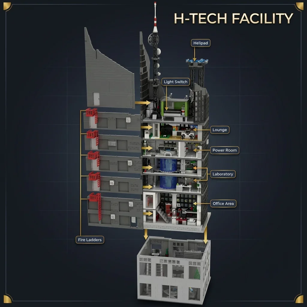 6375개 조각 스파이더 오스코프 히어로 타워 조명 포함 블록 영화 시티 클래식 건축 모듈 조립 모델 키트 DIY 장난감 G