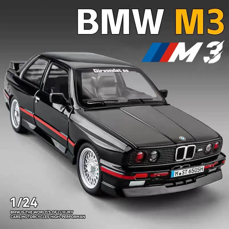 1:24 1988 BMW E30 M3 IM Alloy Scale Car Model Diecast Metal Miniature Car Sound＆Light Classic Car Collection Kid Toy Car Vehicle