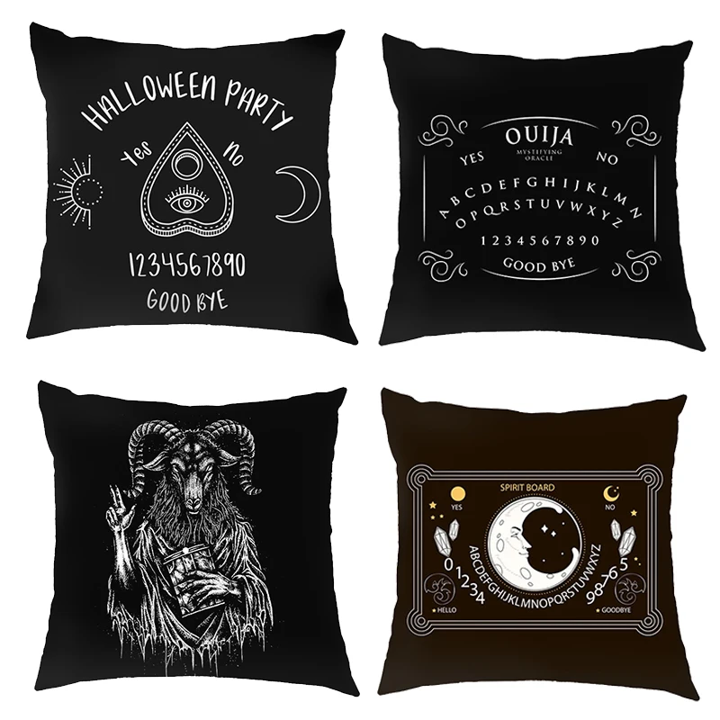 Spirit Board Ouija Ghost Print Cushion Covers Pumpkin Skull Witch Vampire Pillowcase Sofa Home Decor Throw Pillow Cover