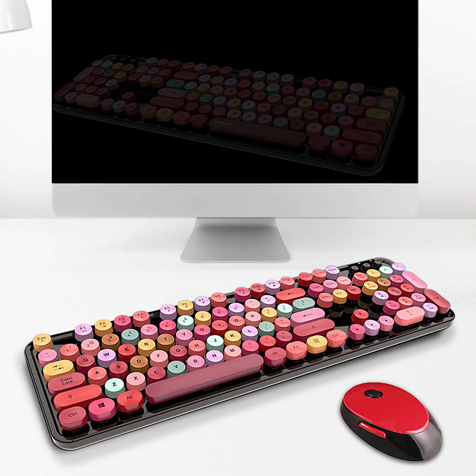 

Mofii Sweet Keyboard Mouse Combo Mixed Color 2.4G Wireless Keyboard Mouse Set Circular Suspension Key Cap for PC Laptop Purple