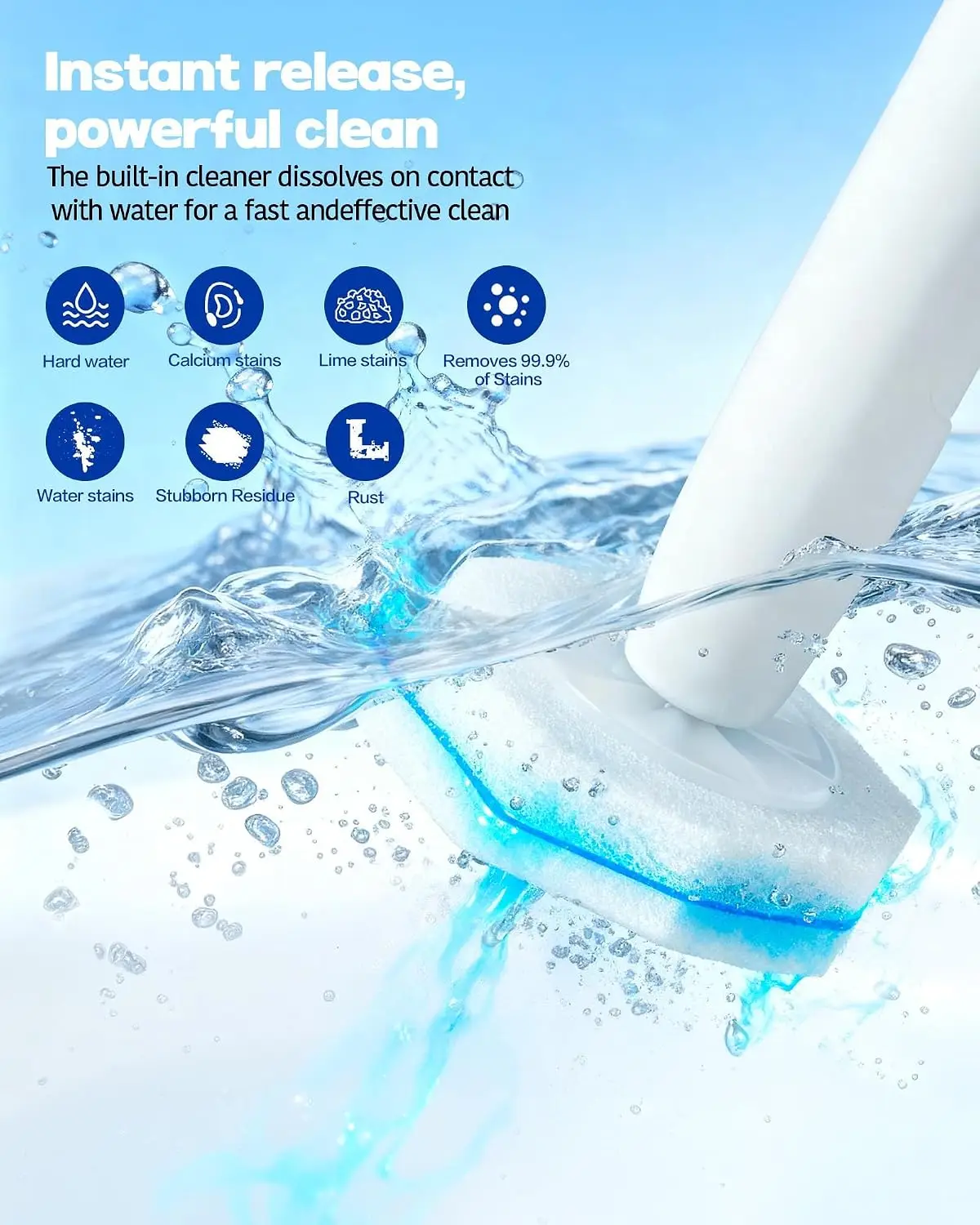 The disposable toilet brush replaces the head, which can be cleaned with foam instantly, smell neutral and easy to buckle