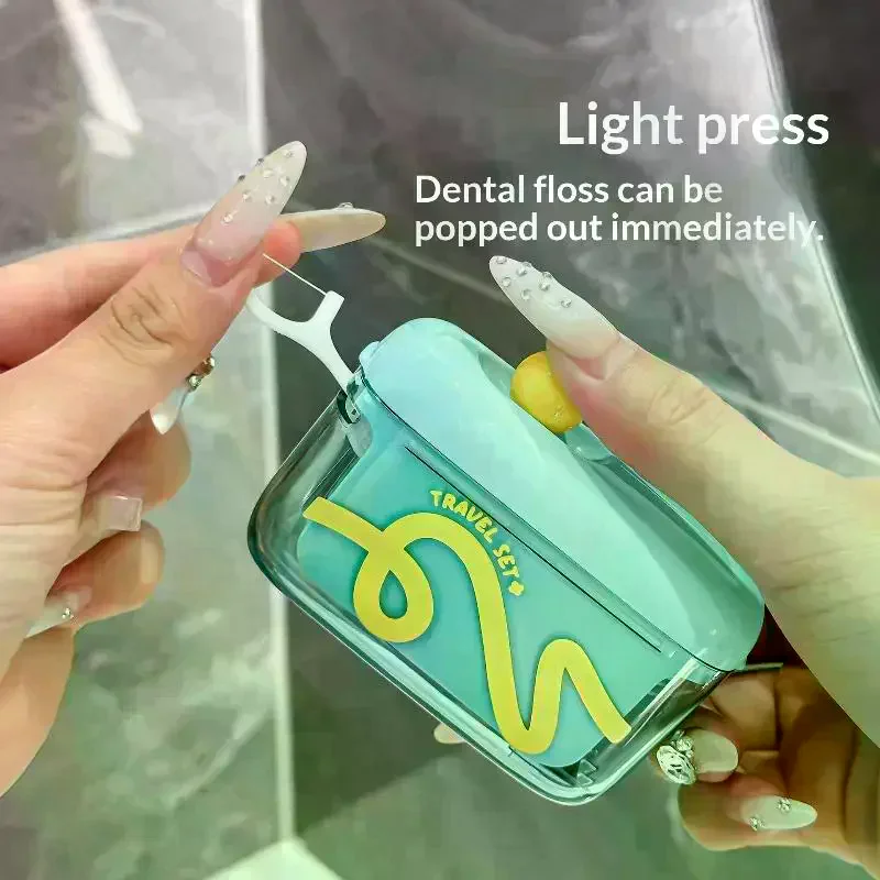Dental Type Floss Storage Box Bounce Out Design Dental Floss Dispenser Refillable Teeth Cleaning ToothPick With Teeth Sticks