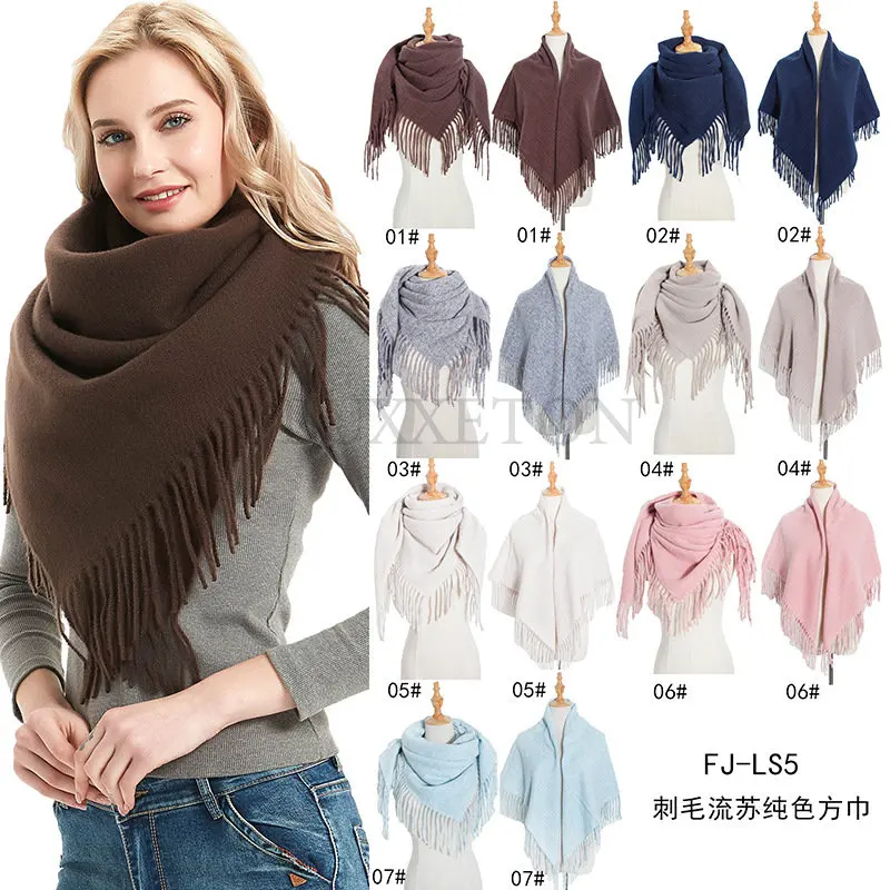 New Arrival Fashion Big Scarf Autumn and Winter Korean Fresh Comfortable Elegant Vintage High Quality Comfortab Solid Warm Scarf