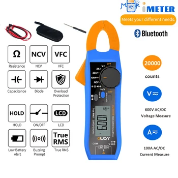 Owon CM2100B Bluetooth Current Clamp Meter APP Record 100A 600V AC/DC Ammeter Voltmeter VFC Meter Mini Digital Multimeter
